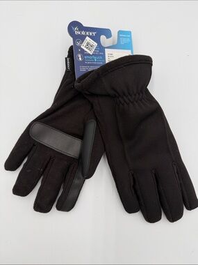 isotoner Black Men’s Touchscreen Gloves with Grip Panels